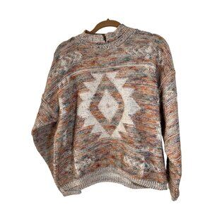 Sweater Boho Aztec Sweater Southwest Knit Crewneck Made In USA VTG David Brett